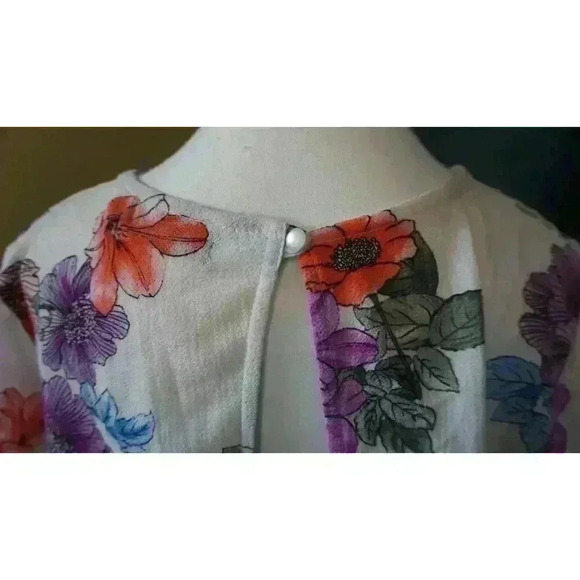 Crystal Sky White Floral Maxi V-Neck Flutter Short Sleeves Boho Dress Size 9 - Picture 8 of 15